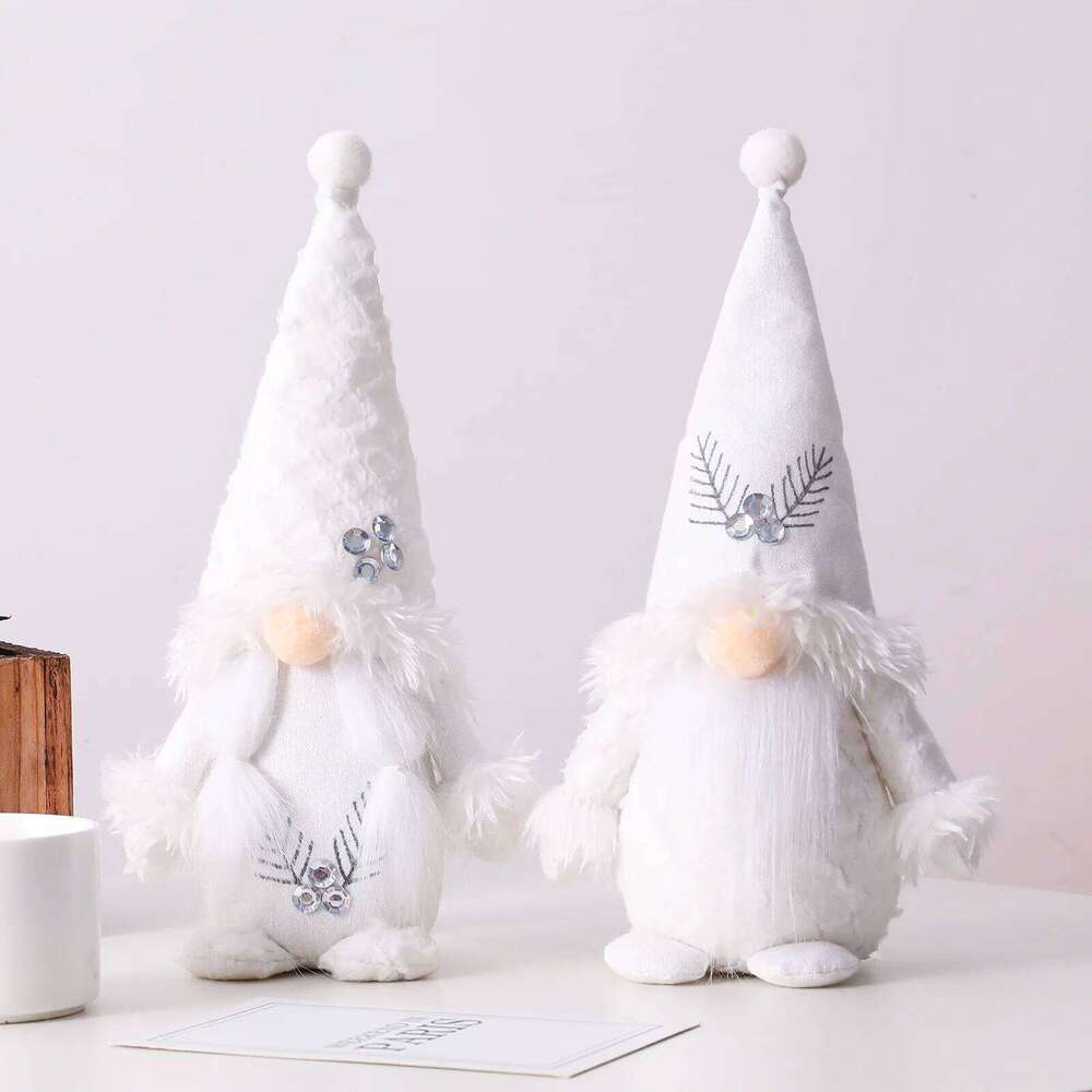 Gnome Christmas Gnomes White Plush Hat Elf Ornament Crafts Decor Doll Supplies For Home Restaurant S260204