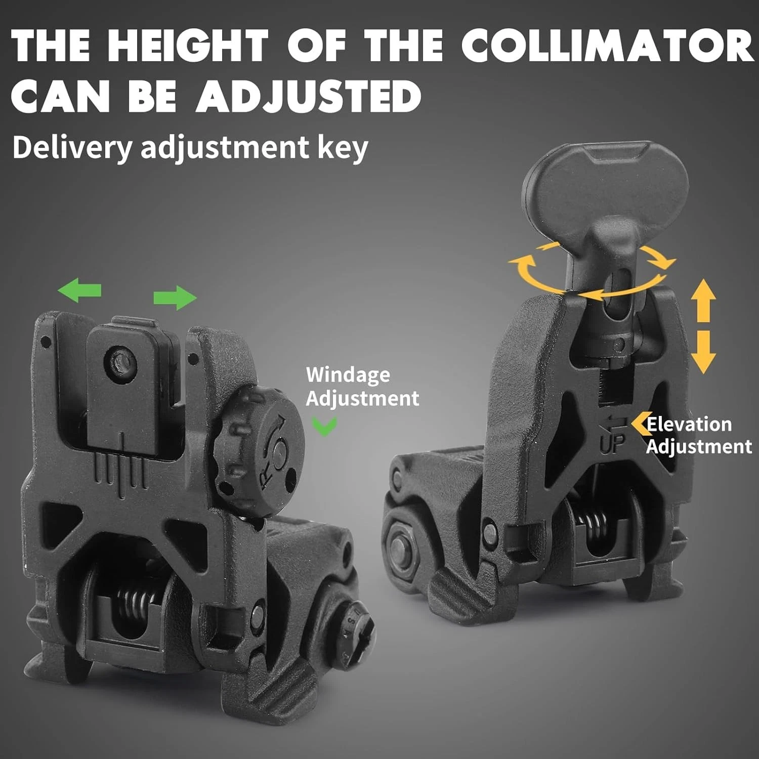 NEW Upgraded Front and Rear MBUS Gen II Flip-Up Sights Floding Front Rear Black Polymer Picatinny Rail Mount Back Up Sight Set