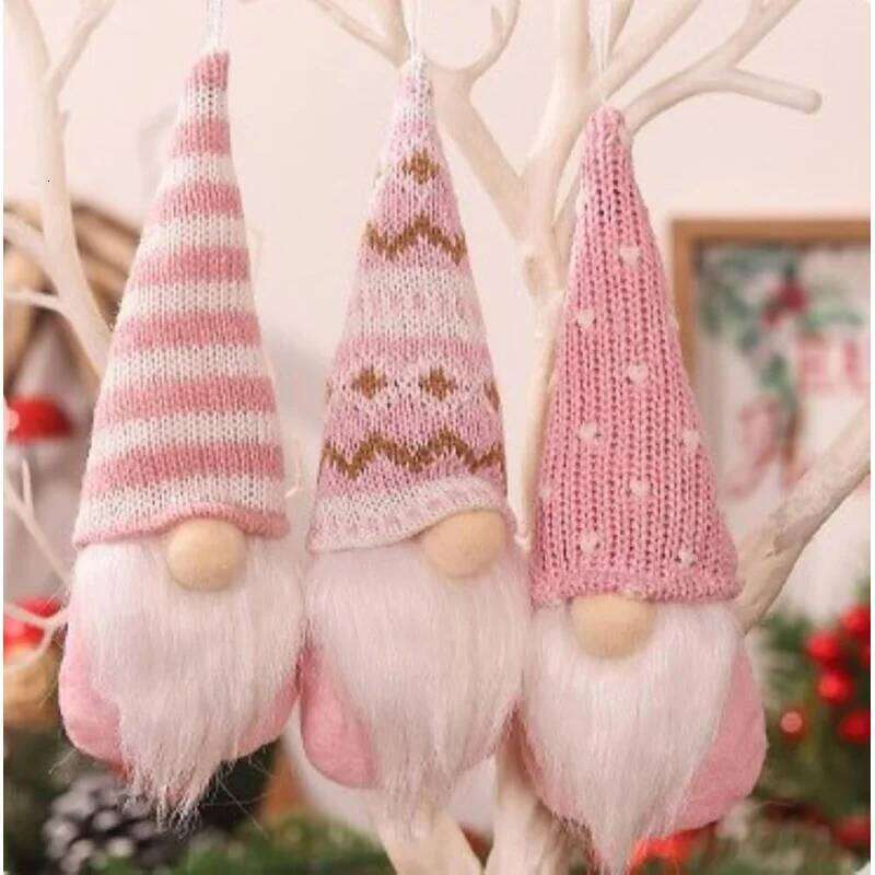 3pcs Hanging Decorations, Swedish Handmade Plush Santa Elves, Holiday Tree Ornaments, Home Christmas Decor S260204