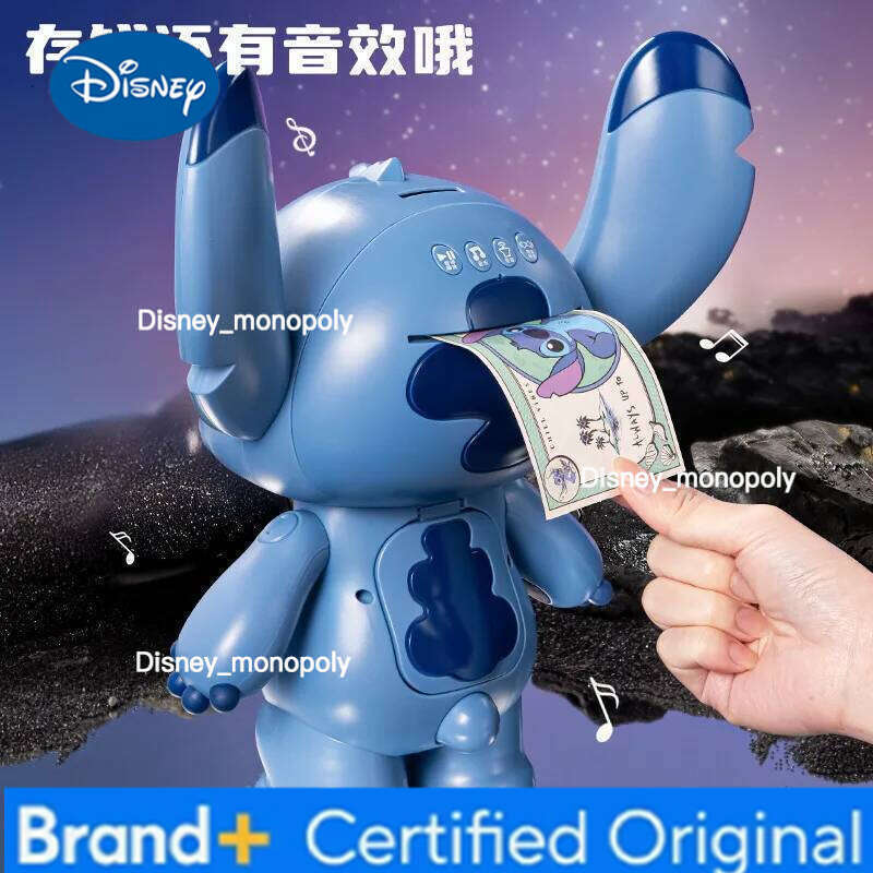 Disney Stitch Electric Piggy Bank Anime Figurine Action Figure Collection Model Doll Cute Cartoon Toys for Children's Gift H260205