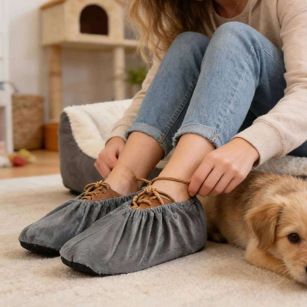 1 pair Washable Shoe Reusable Non-slip Foot Cover Indoor Padded Overshoes Soft Shield Fabric Boot Covers Dust Barrier S260204