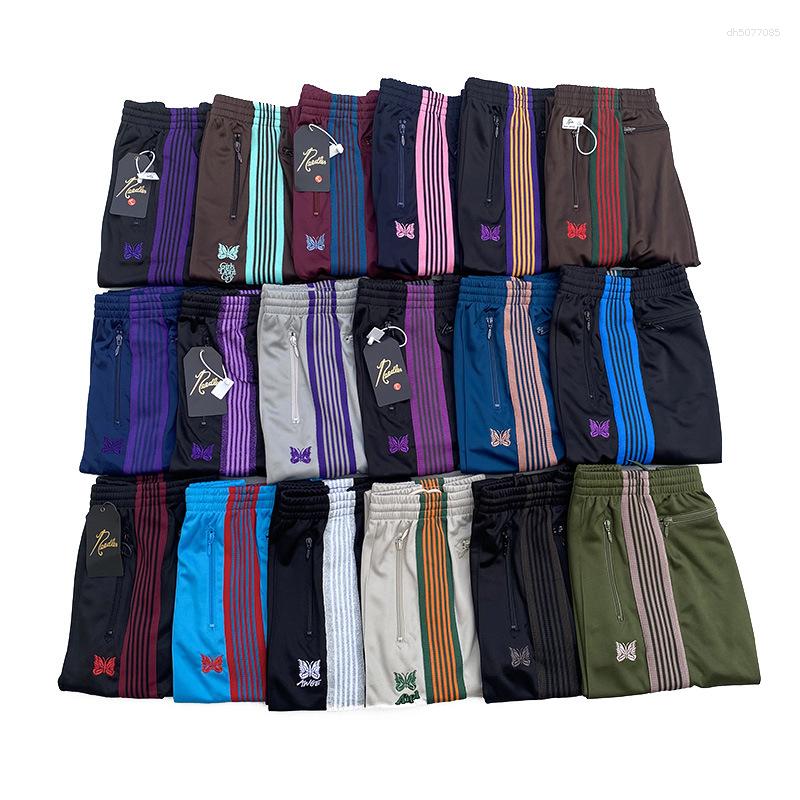 Men's Pants Needles Track Embroidered Butterfly Loose Casual Straight Drapedy Wide Leg Trendy Brand For Men