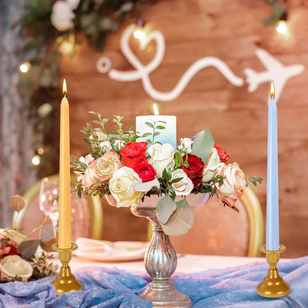 Nuanchu 24 Pcs Taper Candles 10 Inch H Dripless Tapered Smokeless Tall Unscented Dinner Candle for Valentines Party Wedding Home Decor Candlesticks, L