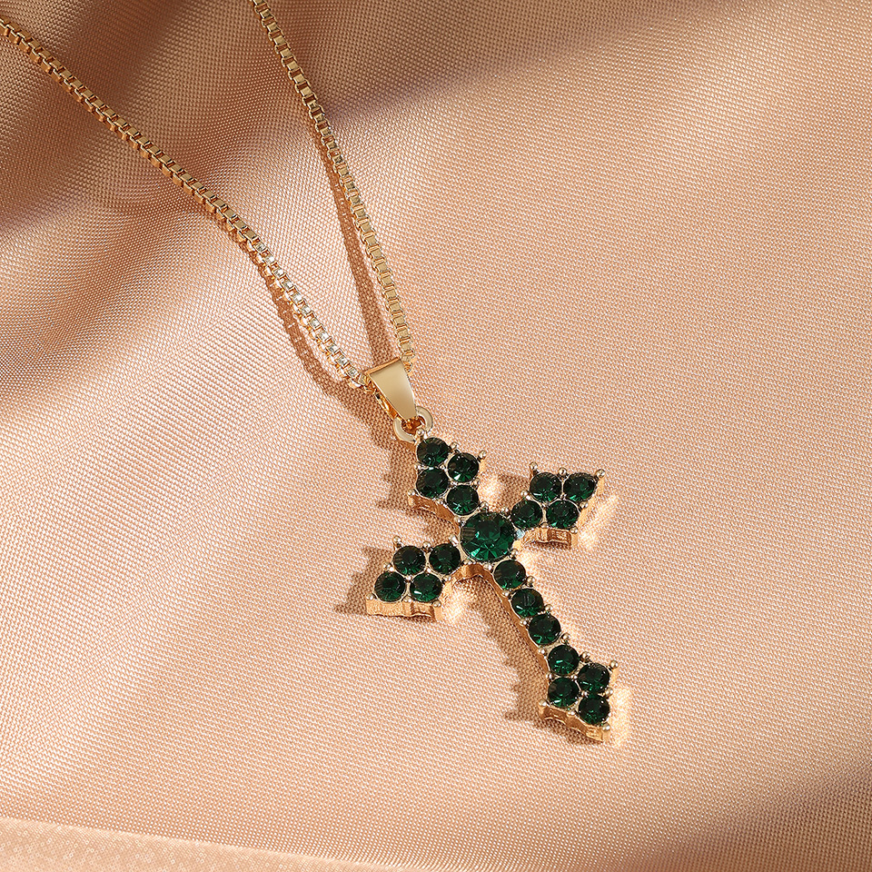 New European American Vintage Cross Necklace with Zircon Inlay, Popular on Instagram, for Men and Women - view 6