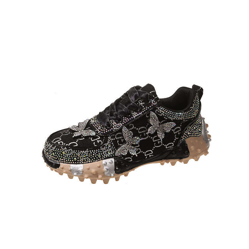 New Style Dad Sneakers Versatile Comfortable In Stock Casual for Women Four Seasons Full Diamond Durian Sole Export Single Shoes