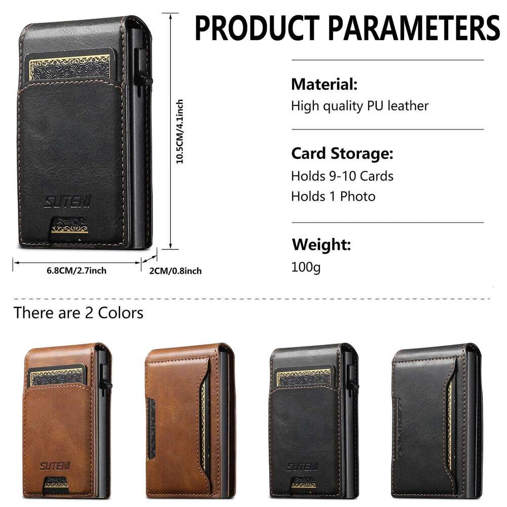 SUTENI Slot Wallet Flip Cover Faux Leather Box Pressing Button Automatically Ejects The Card Z260205