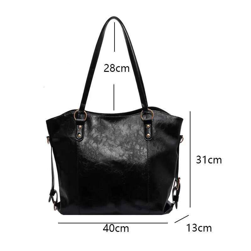 Solid Color Simple Ladies Shoulder Bags Large Capacity College Female Crossbody Bag Pu Leather Vintage Women's Tote Handbags Y260204