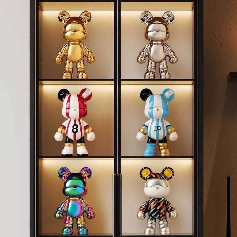 Bear Ceramic Bank Sculpture Animal Money Box Statue for Home Office Decor With Coin Slot Novelty Football Enthusiasts Gift S260204