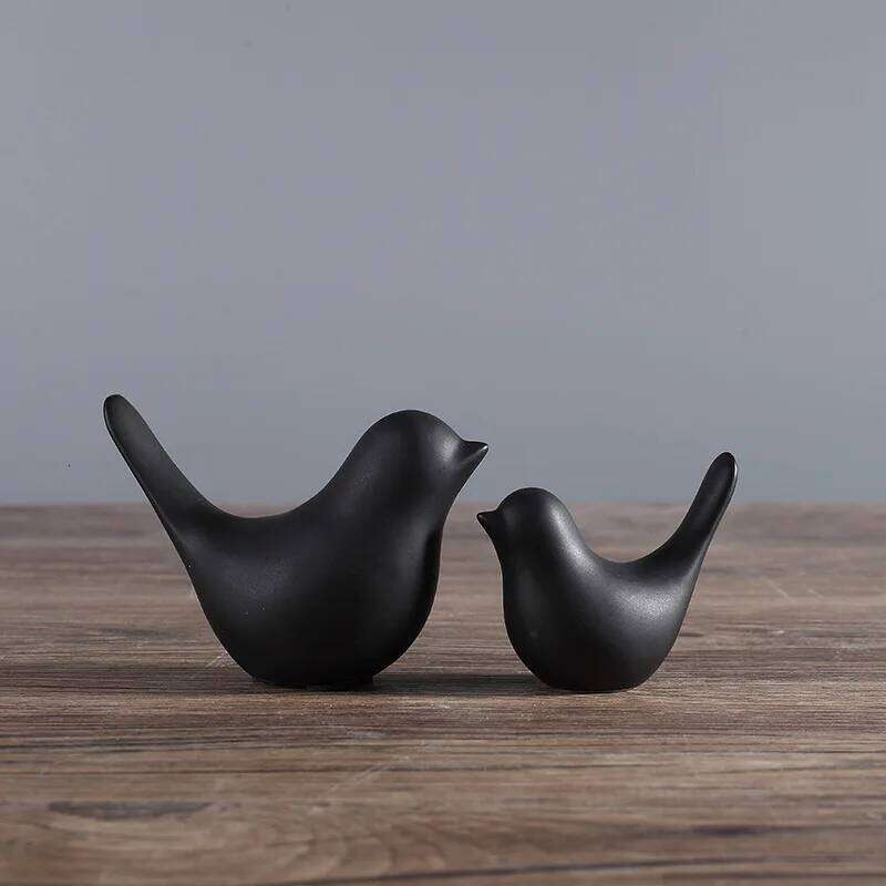 Bird Figurine 4 Sizes Nordic Ceramic Black White Animal Statue Jewelry Home Decoration Living Room Table Sculptural Ornament S260204