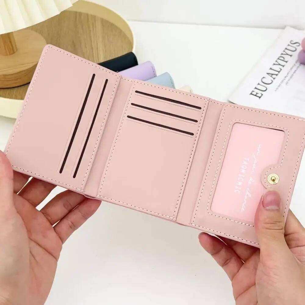 3 Folds Printed Wallet PU Leather INS Style Short Small Purse Cute Kitten Dog Women Money Bags for Girls Gift Z260205