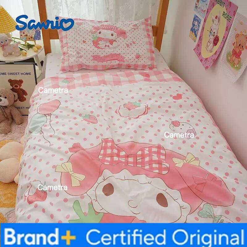Sanrio Seires Melody Sheets Quilt Cover Pillowcase Bed Three-piece Set Cute Cartoon H260205