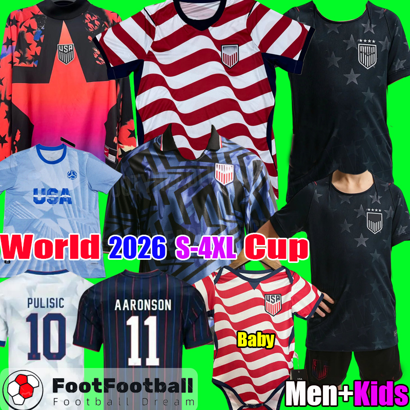 2026 USAS PULISIC MCKENNIE Soccer Jersey SMITH MORGAN BALOGUN MUSAH ADAMS America Football Shirt United States 25 26 27 Camisetas home away Men Kids kit Uniform