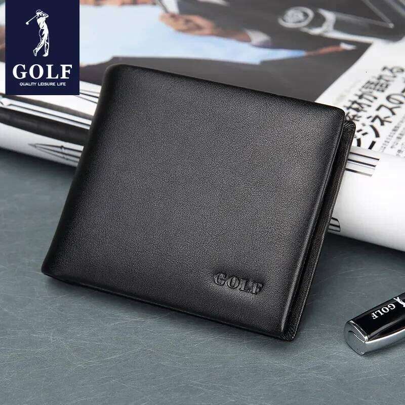 GOLF Man's Leather Short Wallet with Id Holders Coin Purse Square Bag Folding Gentleman Money Clip Card Organizer Z260205