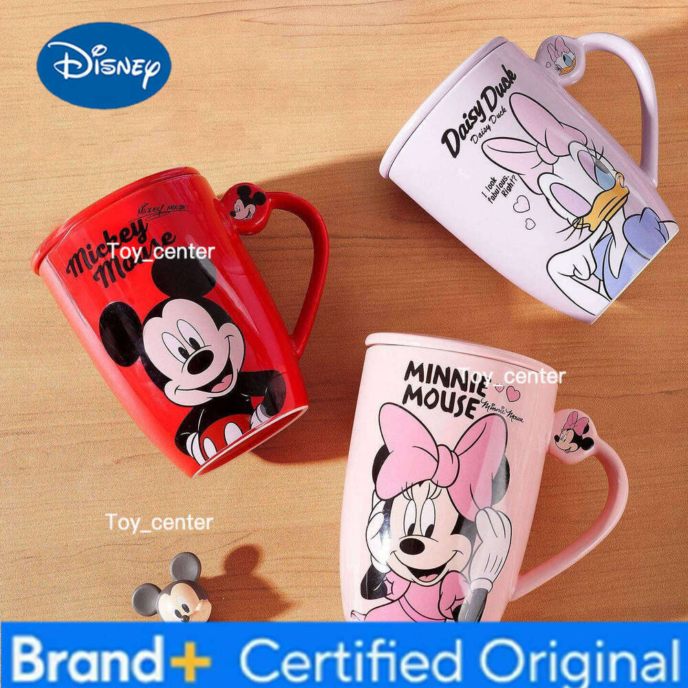Disney Mickey Mouse Mugs with Lid Female Office Couple Ceramic Coffee Cup Home Large Capacity Water Cups H260205