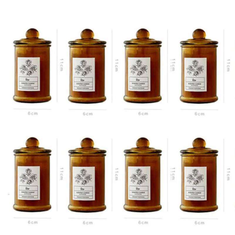 Set Of 8 Empty Glass Jar W/ Lid For Candles Sample Container Apothecary Jars DIY Gift Candle Tins Making Supplies H260205