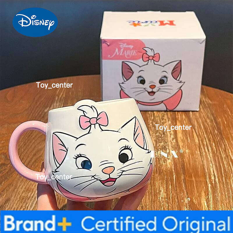 Disney New Mary Cat Big Belly Ceramic Mug Milk Coffee Cup Cartoon Creative Color Box Gift for Girls' Birthday Surprise H260205