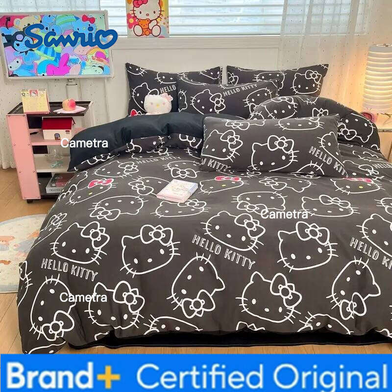 Sanrio Hello Kitty Quilt Kuromi Suit Soft Comfortable Household Goods Cute Student Bed Sheet Duvet Cover Dormitory Bedding H260205