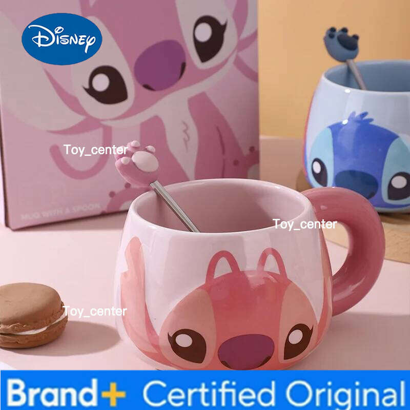 Disney 500ml Stitch Ceramic Coffee Mug With Handle Microwave Safe Large Cup Gift Box Birthday Present For Women Men Fans Collect H260205