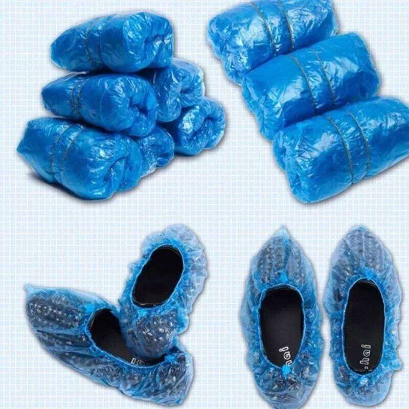 New 100PCS Medical Waterproof Boot Plastic Disposable Shoe Dust Covers Overshoes Home Cleaning Cover Shoes Supplies S260204 f1f