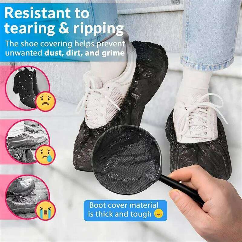 100PCS Disposable Non-Woven Dust Proof Boot Covers Anti Slip Shoe Booties Protectors for Indoors Floor Carpet S260204