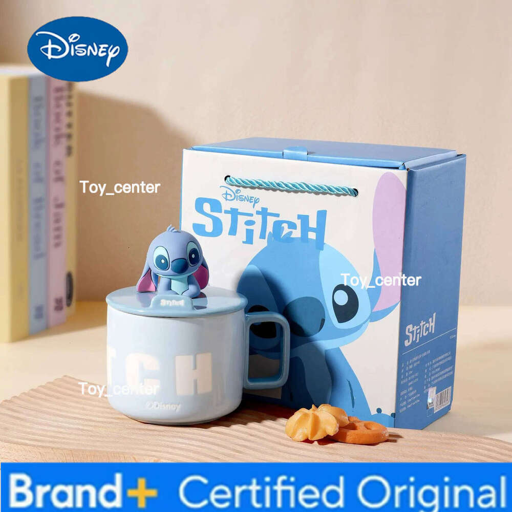 Disney stitch mug cute sticky stand ceramic oat water cup anime peripherals with cover for best friend birthday gifts H260205