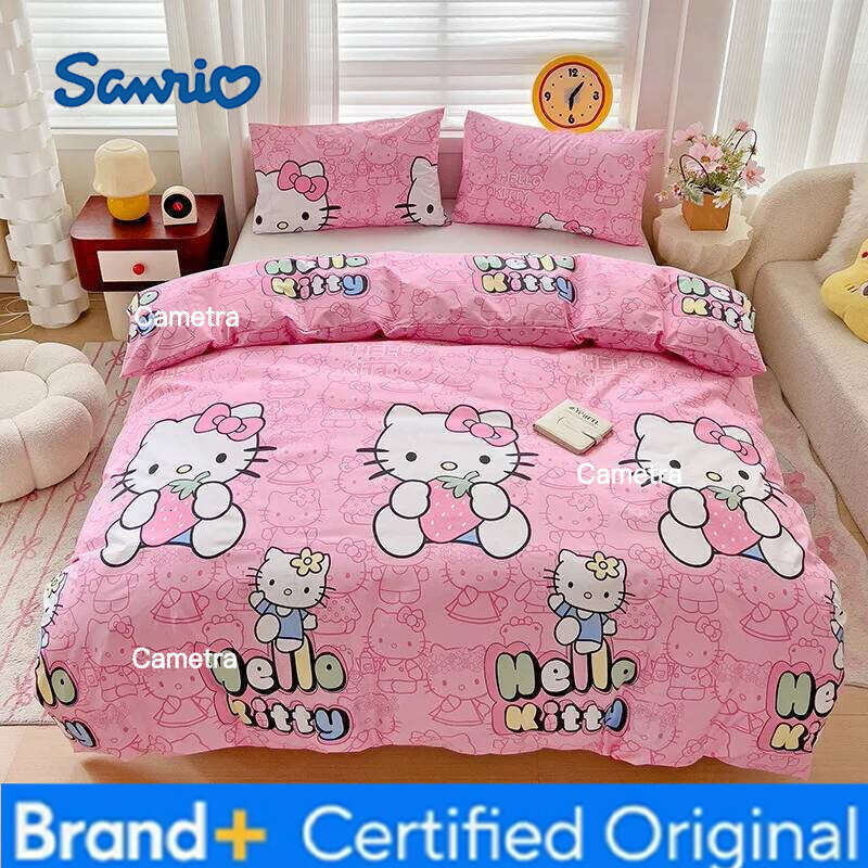 Sanrio cute bed sheet pillowcase girl boy bedsheet quilt duvet hello kitty bedding set Student dormitory cartoon Cup cover H260205