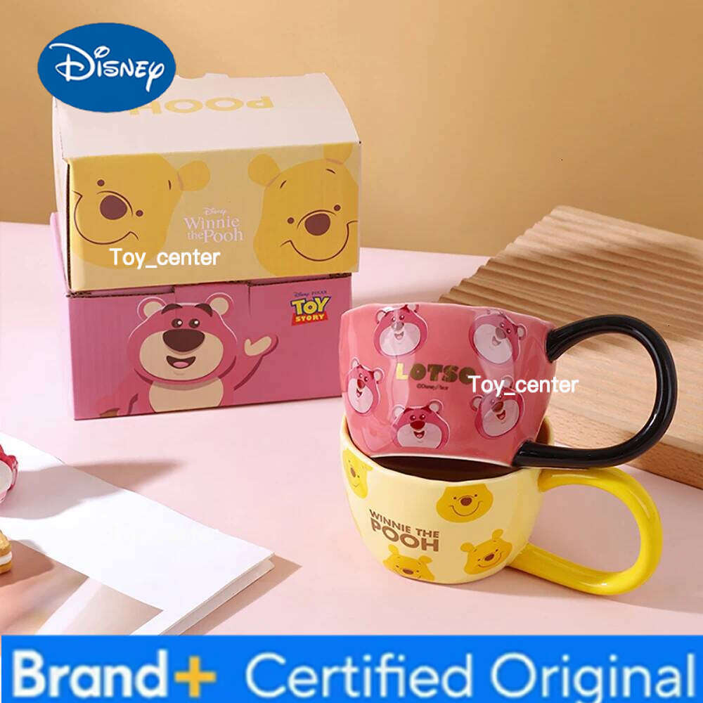 Disney Strawberry Bear Handgrip Mug Cups Creative Cartoon 300ML Household Ceramic Drinkware Breakfast Milk Coffee Juice Mugs H260205