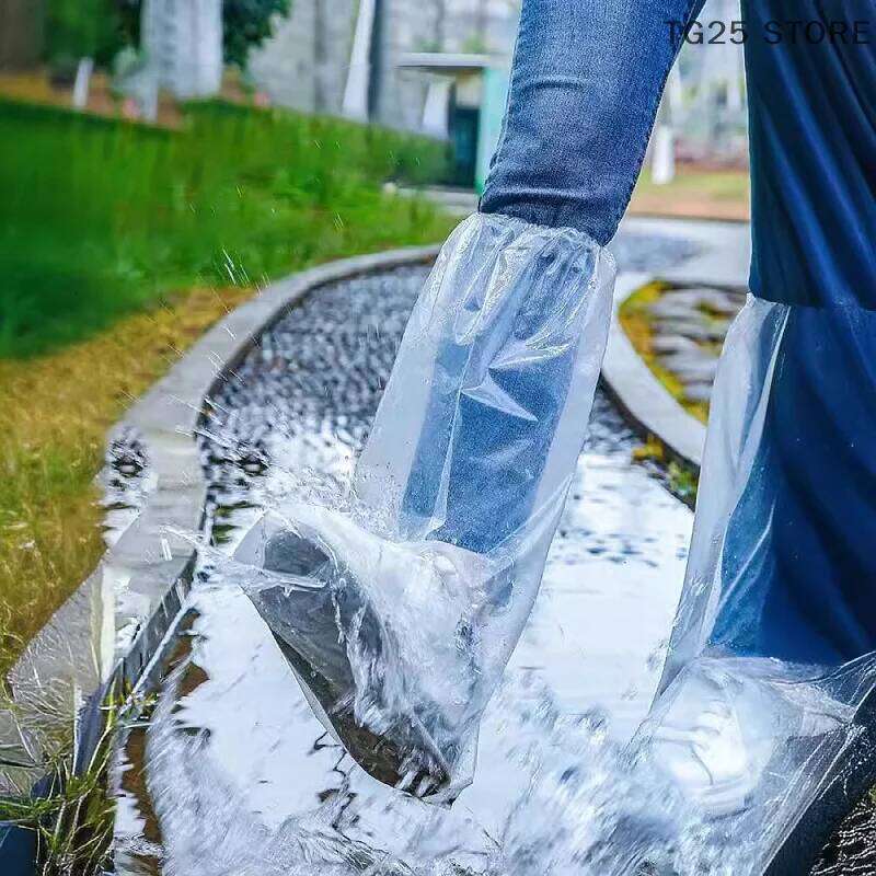 10Pcs Rainy Disposable Shoe Transparent Plastic Outdoor Thick Wear-resistant Waterproof Isolation Foot Covers S260204