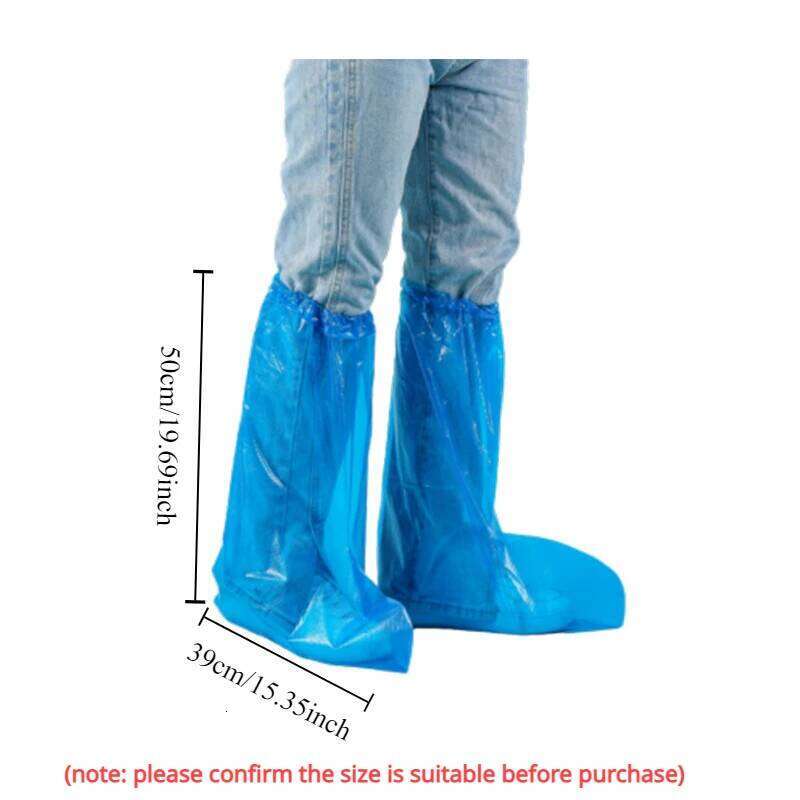 Disposable Plastic Shoe Thickened Long Footwear Boot Covers Shoes Cover Rain Waterproof S260204 08c