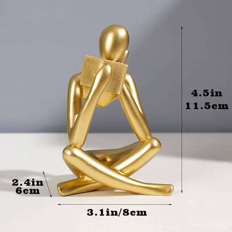 New Creative Abstract Reading Thinker Resin Figurine - Modern Minimalist Home Decor for Living Room Showflat Premium S260204