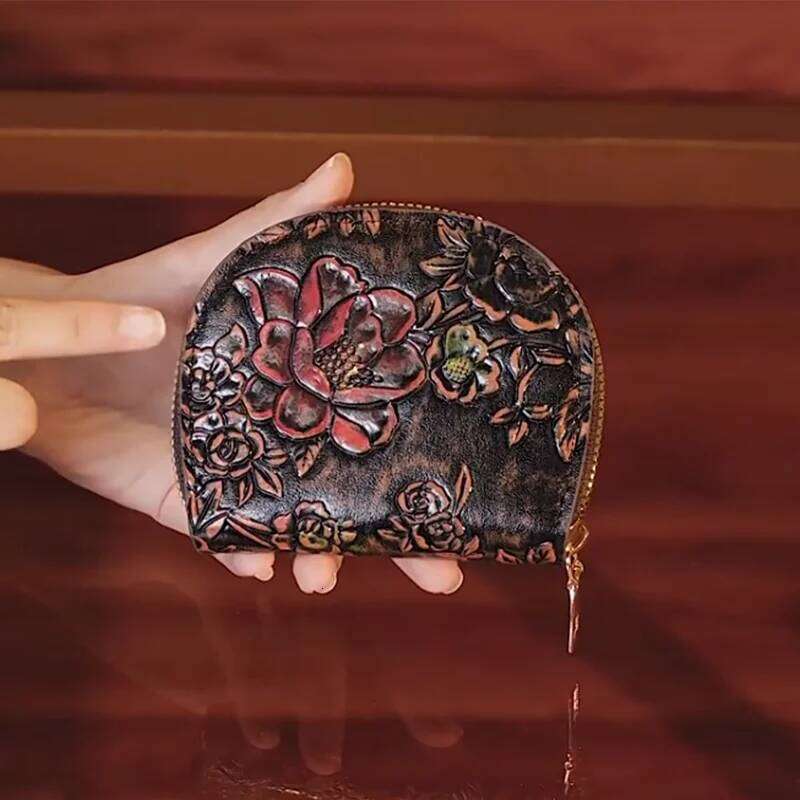 Vintage PU Leather Female Small Wallet Luxury Flowers Pouch Handbag For Women Coin Purse Card Holders Clutch Z260205