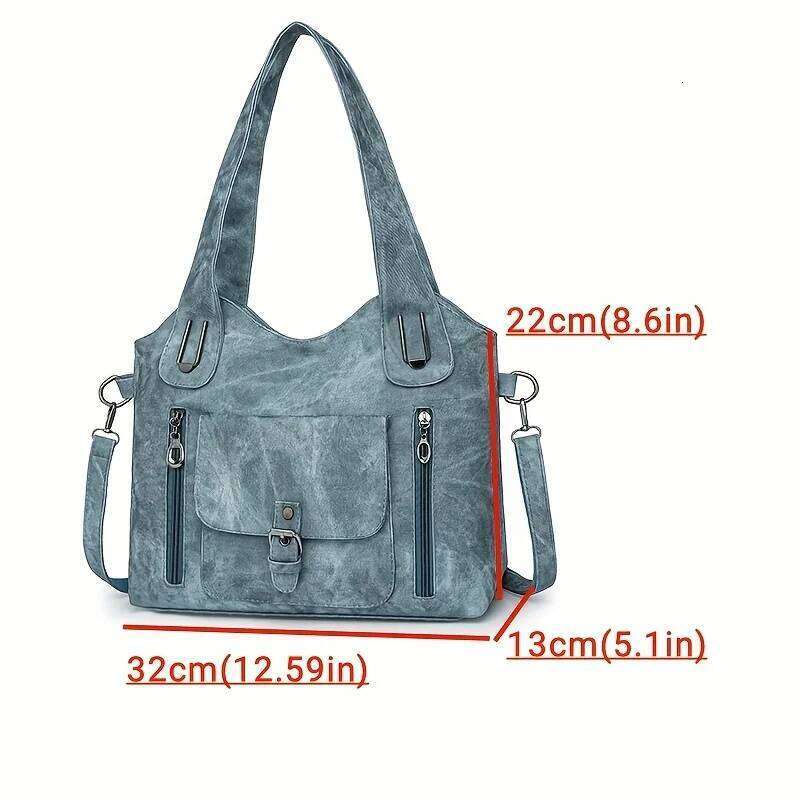 Women's Large Capacity PU Handbag Crossbody Shoulder Bag for Casual Daily Use, Retro Vintage Design Fashion Tote Purse Y260204