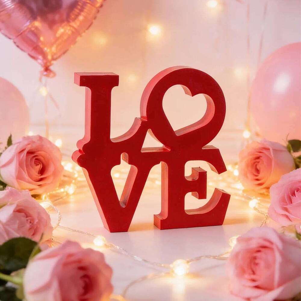 1PC, simple red double-layer LOVE letters, Valentine's day decoration, suitable for anniversary decoration S260204