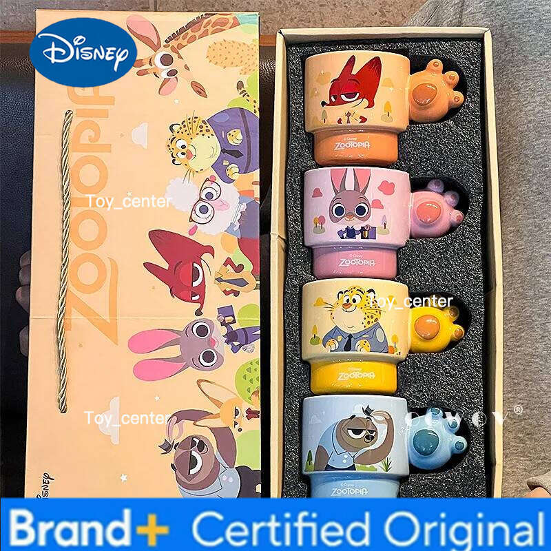 Disney Zootopia Ceramic Couple Water Cup Heat Insulation Handle Home Coffee Mug Box Packed Birthday Gift For Couples H260205