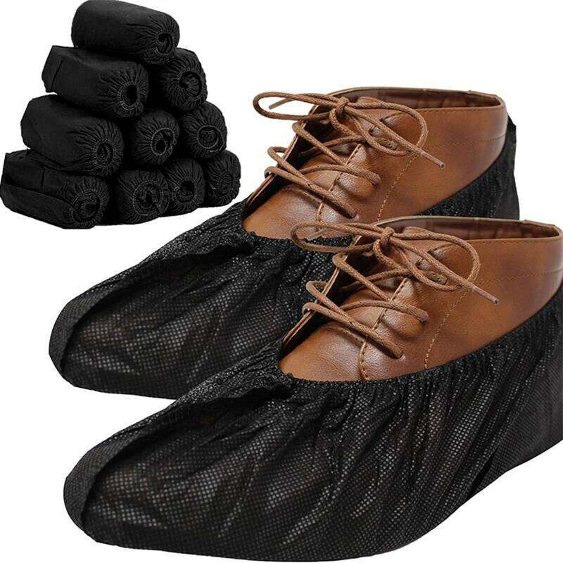 Disposable & 100Pack Black Non Slip Shoe Durable Boot Booties Protector Covers For Indoors Floors Carpet S260204