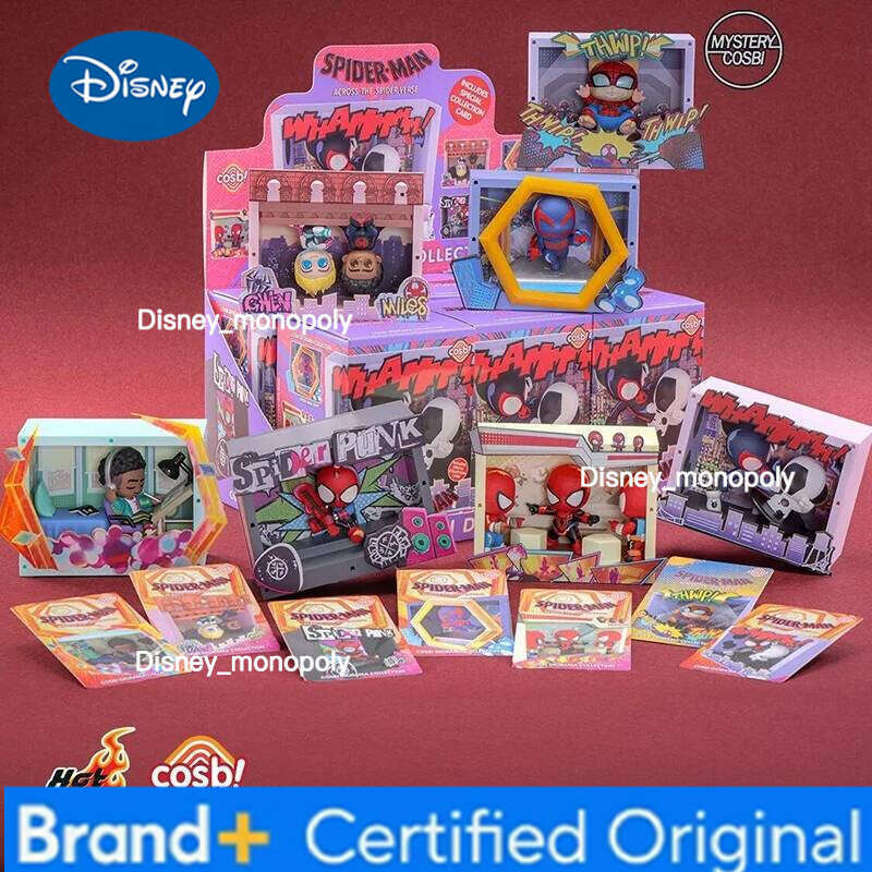 Disney In Stoc Kmarvel Spider-Man Across The Spider-Verse Cosbi Scene Blind Box Collect Decoration Anime Figure Toys Kids Birthday Gift H260205