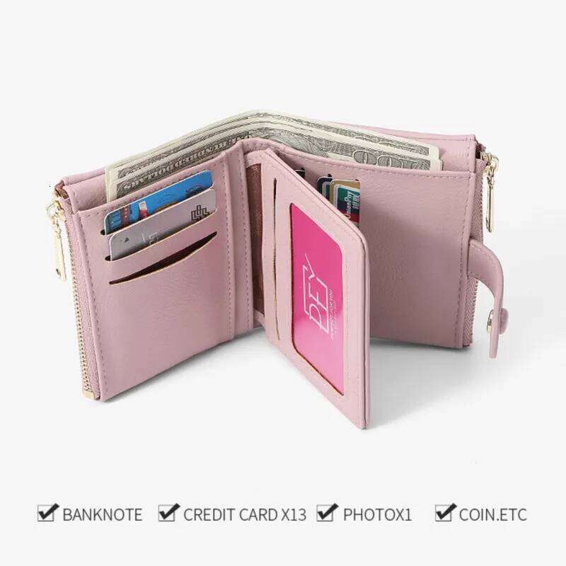 Fashionable Ladies Wallet Simple PU Coin Purse Multi-Slot Card Holder Zipper Clutch for Women Carteras Mujer Billeteras Dama Z260205