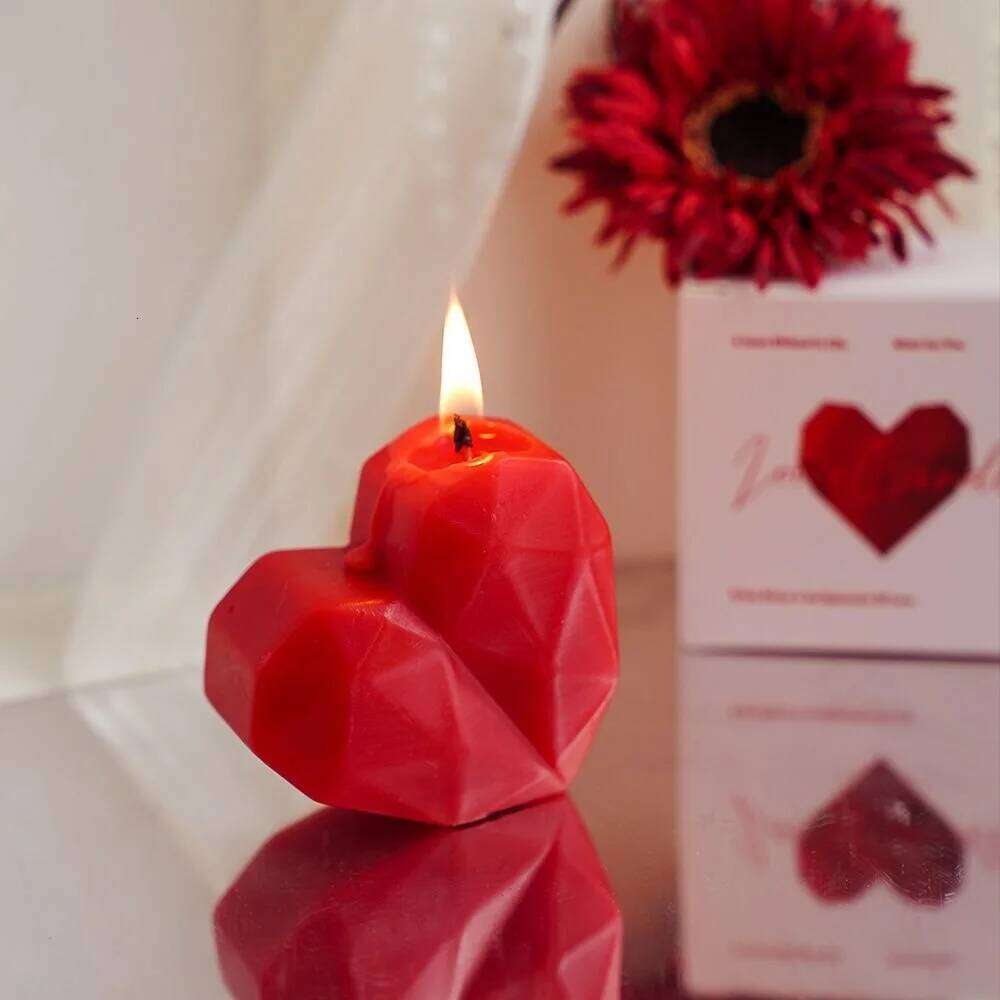 2pc Romantic Heart-Shaped Candles Flame Aromatherapy Candle Valentines Day Wedding Anniversaries Decor Perfect Gift for Couples S260204