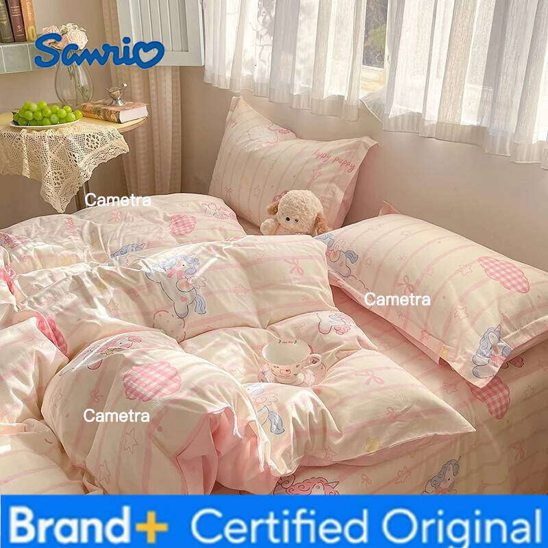 Sanrio 100% Cotton Cute Cartoon Bedding 1 Duvet Cover 2 Pillow Shams Breathable Bed Set Single/Double/King/240x220 H260205