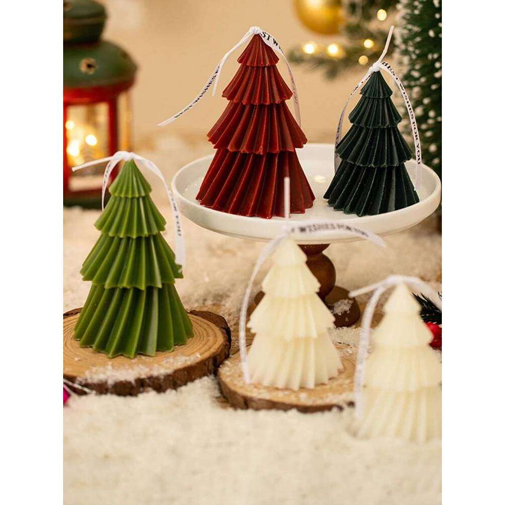 Scented Candles 3D Mold Christmas Tree Geometric Pine Silicone DIY Aromath Candle Soap Making Tools Craft S260204