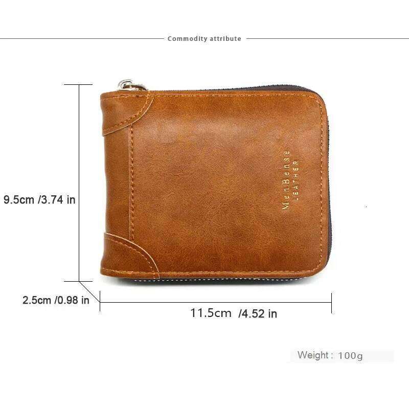 Short Small Zipper Wallet for Men Male Vintage Fashion Casual PU Leather Card Holder With Coin Pocket Coffee Black Brown Z260205
