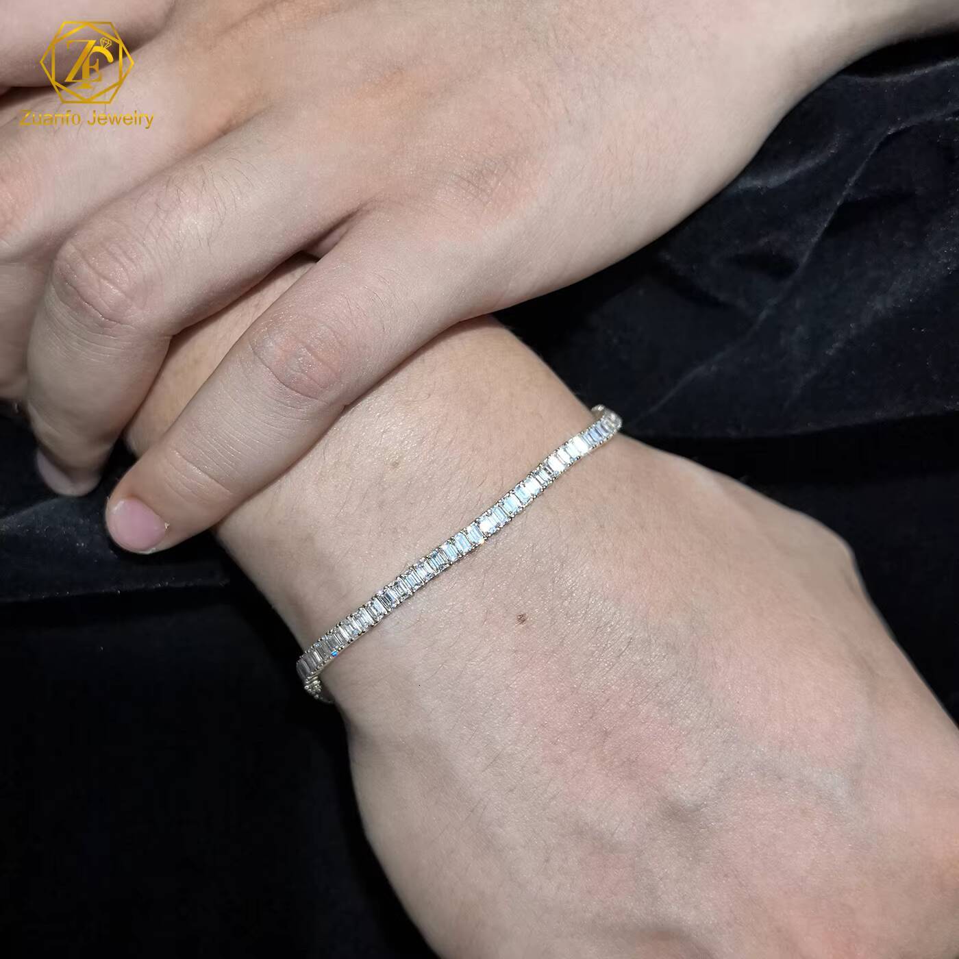 Factory Custom 10K 14K Yellow Gold 2x3mm Emerald Cut Lab Grown Diamond Tennis Chain Tennis Bracelet Wedding Chain for Party