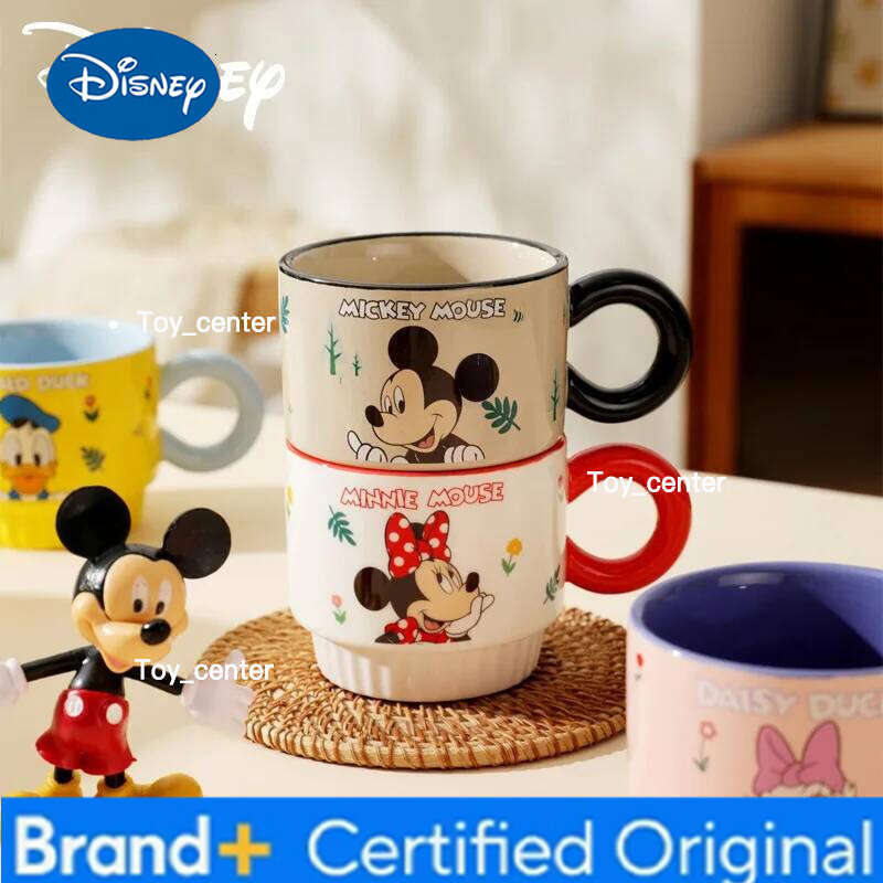 Disney Mickey Minnie Daisy Donald Duck Ceramic Mug Stackable Couple Water Cute Home Coffee Cup Birthday Gift Four Piece Set H260205