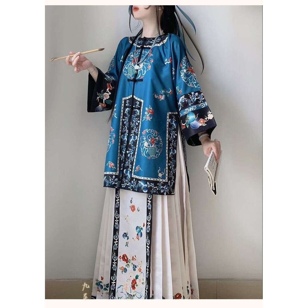 Floral Xiluomaman Women's Qing Dynasty Palace Round Neck Princess National Heavy Embroidery New Spring And Autumn Style