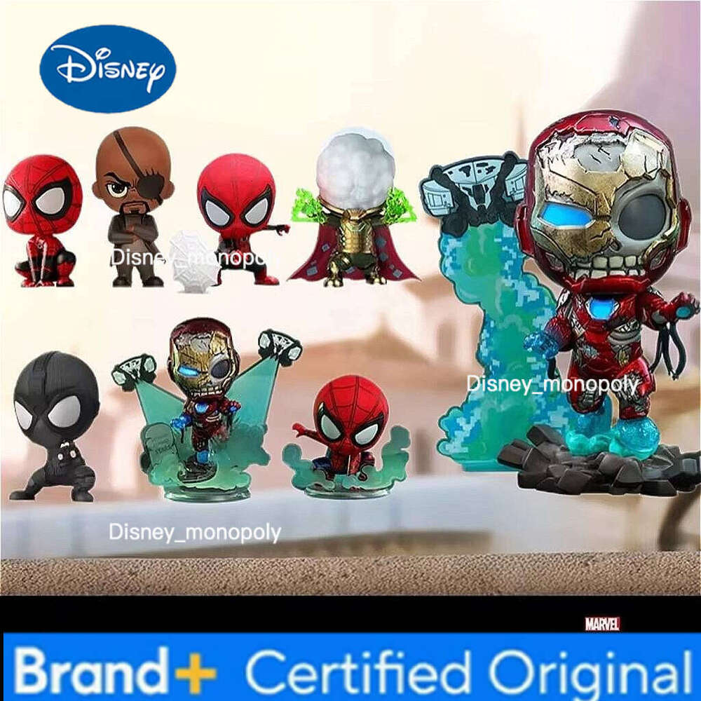 Disney Hot Toys Cosbaby Marvel Action Figure Avengers Super Hero Spider-Man Iron Man Mini Collection Model Ornaments Boys Surprise Gift H260205
