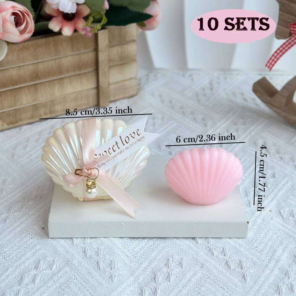 10sets Freesia Scented Shell Pearl Set Candle For Wedding Favors for Guests BabyShower Gifts Home Decoration S260204