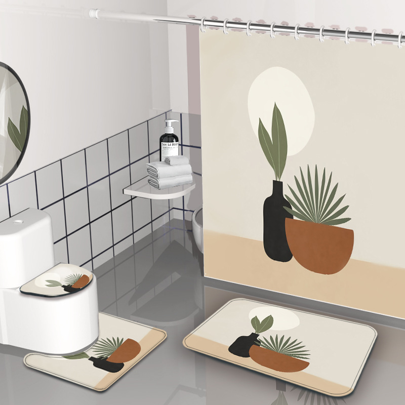 YL-38278 Simple 3D Digital Printed Shower Curtain, Waterproof and Mildew-proof, Bathroom Partition Curtain, Hanging Curtain