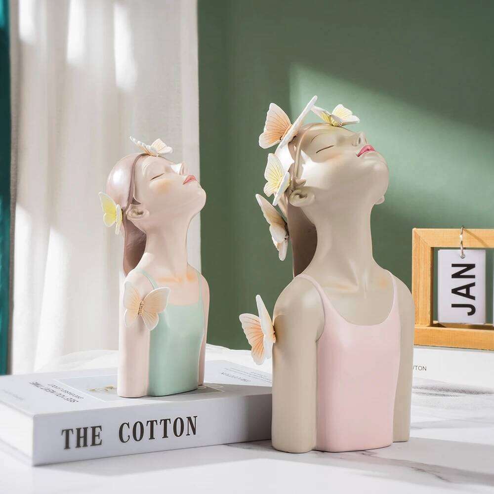 Vilead Butterfly Girl Sculptures Teens Pink Room Decoration Interior Fairy Garden Pop Art Modern Decor Bedroom Home Design S260204