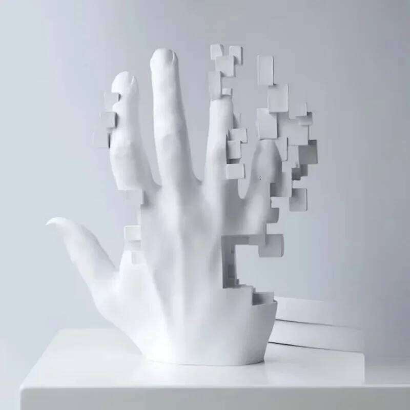 Aesthetic Mosaic Hand Figures Nordic Resin Palm Statue Modern Figurine Sculpture Luxury Livingroom Decoration Room Accessories S260204