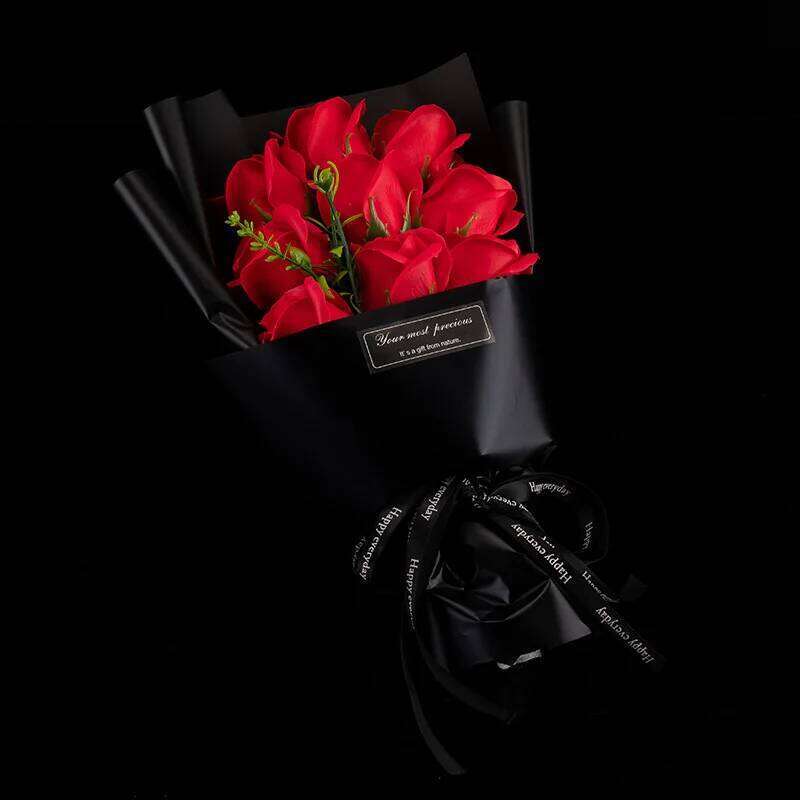 9 Heads Soap Rose Bouquet Artificial Flower for Christmas Wedding Birthday Party Valentine's Day DIY Gift Home Decoration S260204